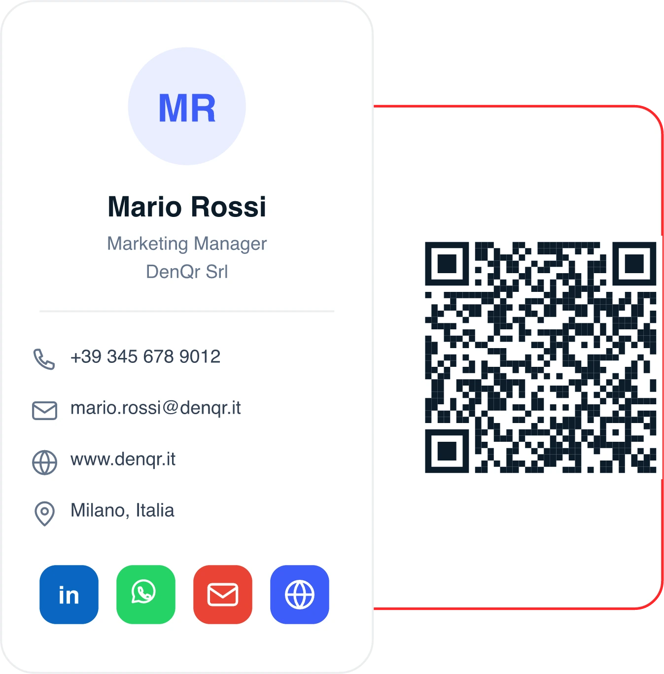 Anteprima di un QR Code vCard su smartphone